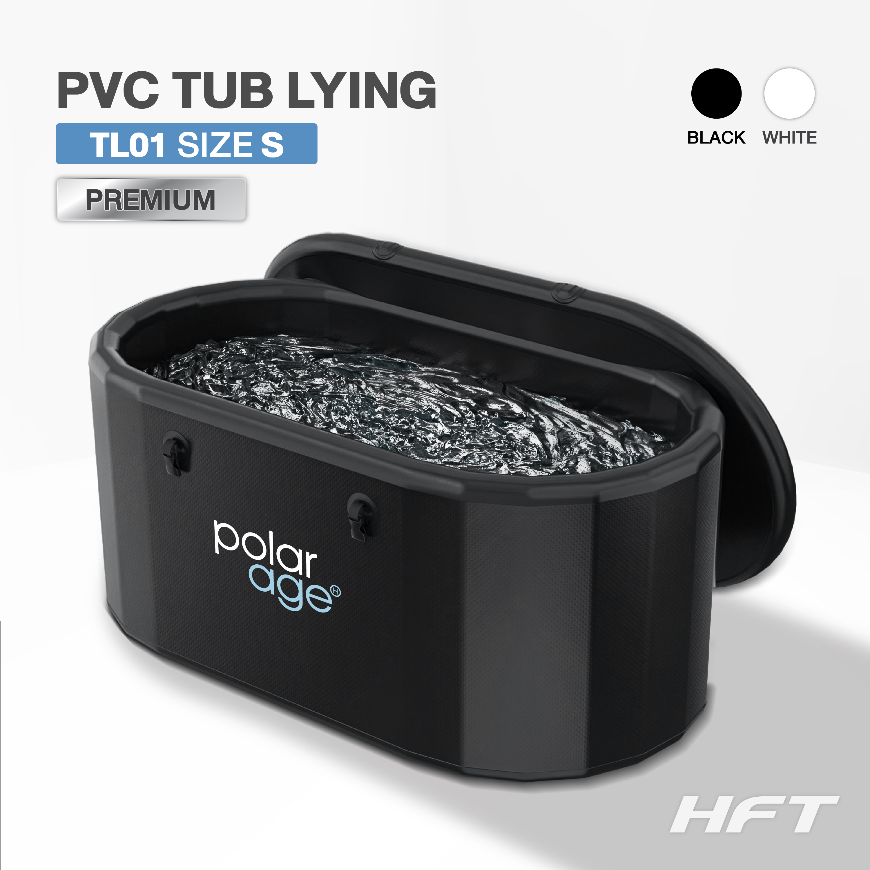 อ่างแช่น้ำเย็น HOMEFITTOOLS อ่างนอนกลม PVC รุ่น TL01S สีดำ_1